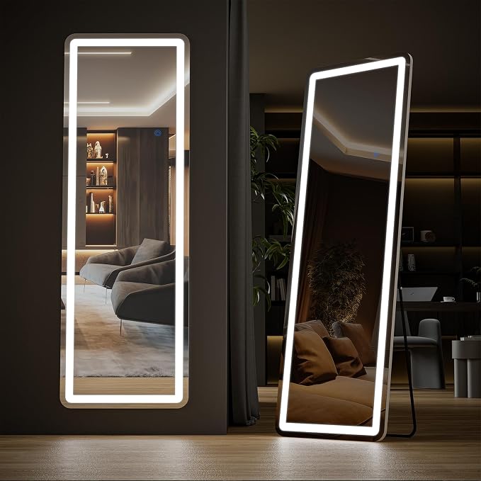 OLIXIS 16"x 60" Full Length Mirror with Lights, LED Body Mirror | with 3 Color Lighting, Wall Mounted Mirrors for Bedroom, Home, Entryway with Tempered Glass