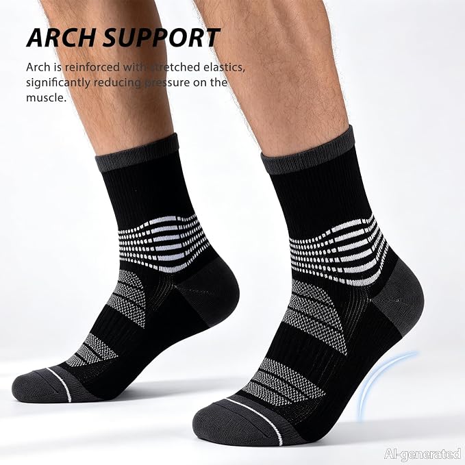 IRAMY Crew Compression Socks for Women Men with Ankle Arch Support Plantar Fasciitis Relief 3/6 Pairs