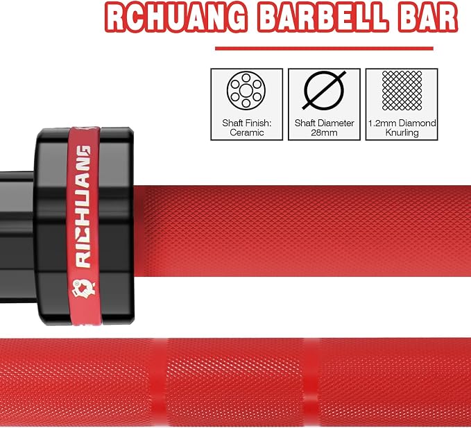 7ft Olympic Barbell 28mm 45lb – 500/700/1000LB Bar for Home Gym | Ceramic coated steel. Smooth spinning sleeves. Fits 2" plates. For snatch, clean and jerk, squats, deadlifts, bench press.