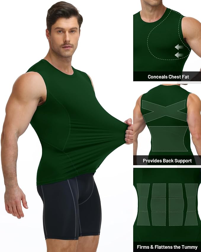 Mens Sleeveless Compression Shirt Athletic Workout Tank Top Quick Dry Muscle Base Layer Undershirt Gym Running
