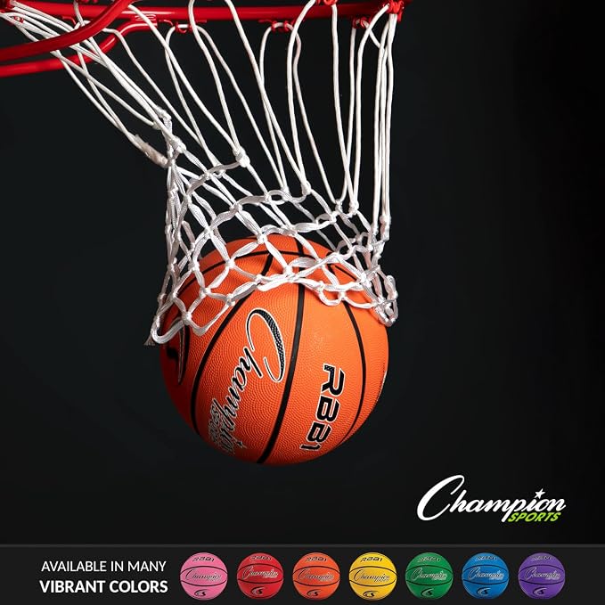 Champion Sports Rubber Basketballs – Durable Indoor & Outdoor Training & Recreational Game Balls, Multiple Sizes & Colors