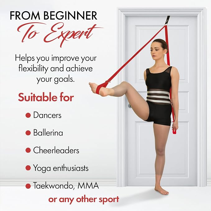 Stretching Strap with Door Anchor for Splits and Flexibility Training | Improve Leg Flexibility at Home, Ideal for Ballet, Dance, Cheerleading, Yoga, Pole Dance and Gymnastics
