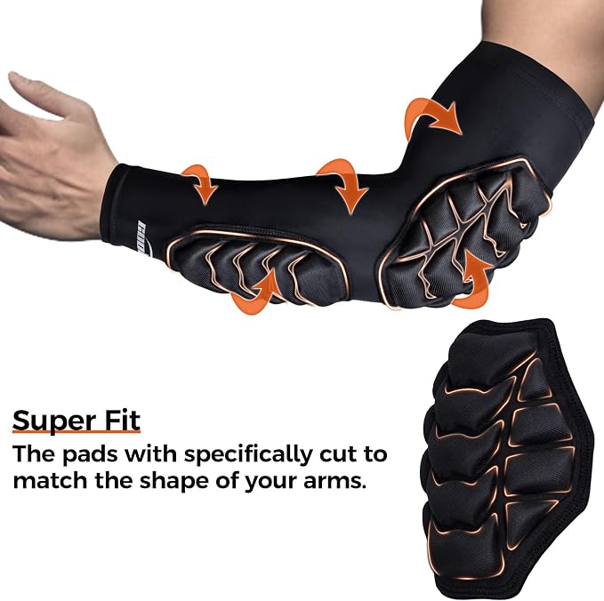 COOLOMG Football Arm Pads Padded Forearm Elbow Sleeves | Padded Compression Arm Sleeves for Football Basketball Volleyball 1 Pair