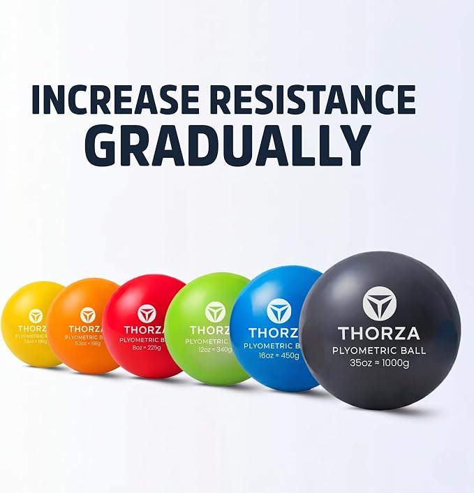 Thorza Weighted Training Balls, Overload & Underload Throwing Set, 6-Pack | Plyometric throwing set for pitching velocity & arm strength, color-coded for baseball training