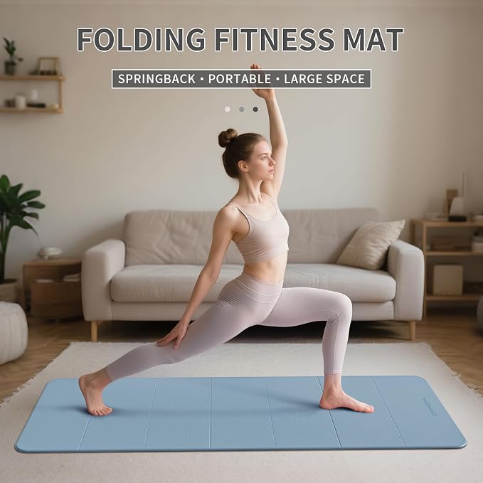 7-Fold Yoga Mat 70"x24" - 1/2 Inch Thick | Folding Exercise Mat, Compact Non-Slip TPE Mat, For Travel, Storage, Yoga & Home Gym, Lightweight & Portable