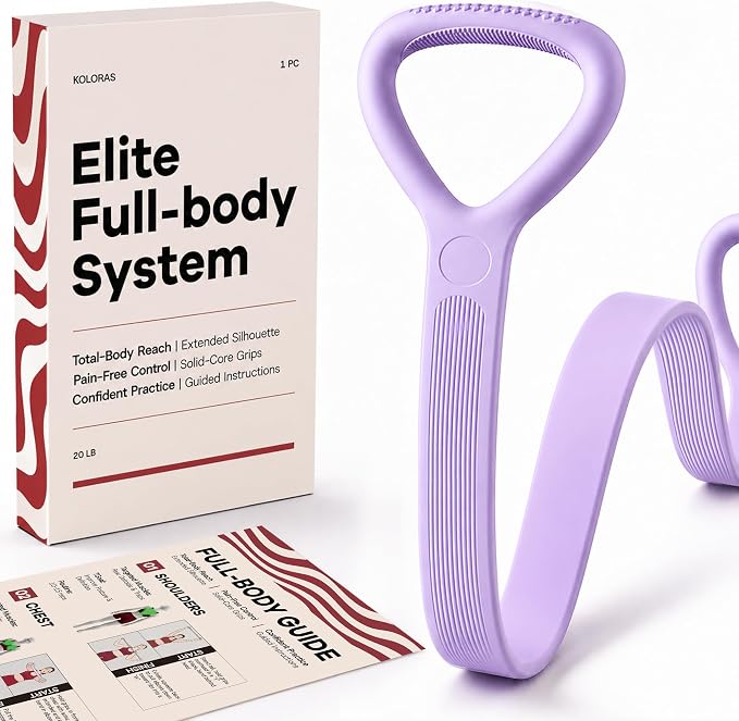 Figure 8 Resistance Band with Full Body Workout Guide, 20LB Total Body Exercise Band with Comfortable Solid Handles for Arms, Back, Shoulders, Stretching & Home Workout