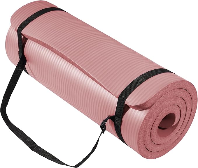 BalanceFrom Yoga Mat, 1-Inch Extra Thick High Density Exercise Mat, Anti-Tear Exercise Yoga Mat with Carrying Strap, Suitable for Various Yoga Exercises, Multiple Colors