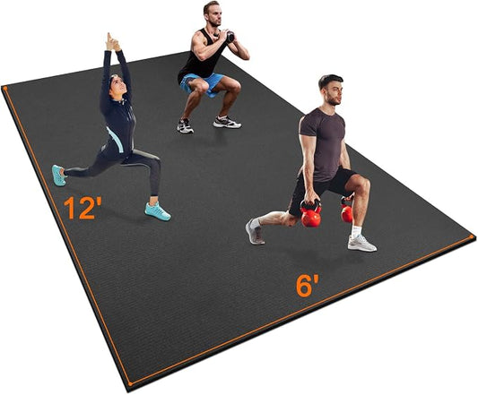 Large Exercise Mat 8'x5'|12'x6'|6'x4'|6'x2' Workout Mat for Home Gym Mats Exercise Heavy Duty Gym Flooring Fitness Mat Large Yoga Mat Cardio Mat for Weightlifting, Jump Rope, MMA, Shoe-Friendly