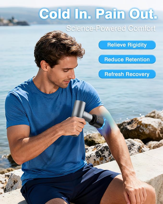 cotsoco Mini Massage Gun with Heat and Cold, Deep Tissue Percussion Muscle Massager, Portable Full-Metal Handheld Massager, Gift for Men Women, Gym Travel Recovery
