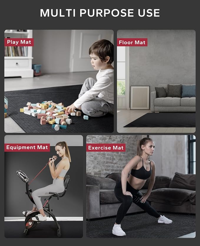 HAPBEAR Large Exercise Mat-6'x4'/7'x5'/6'x8'/6'x9'/6'x10'/6'x12'x 1/3"(8mm) | Non-Slip, Ultra Durable, Thick Workout Mat for Home Gym Flooring, Cardio, Yoga & Fitness; High-Density, Shoes-Friendly