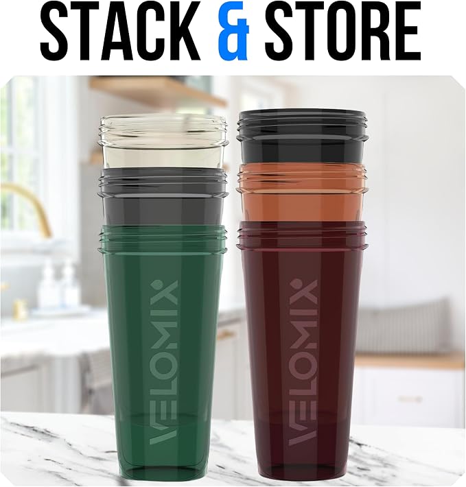 VELOMIX 6 Pack 28oz Protein Shaker Bottle for Protein Mixes, Earth Tones | 6x Wire Whisk, Leak Proof Shaker Cups for Protein Shakes, Stackable, Multipack Value Set for Home, Gym, Office and Car