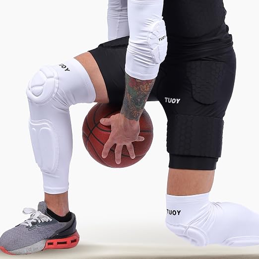 Padded Knee Calf Pads Compression Leg Sleeve Thigh Protector Gear Shin Brace for Football Basketball Volleyball Soccer Baseball for Adult (1 Pair)
