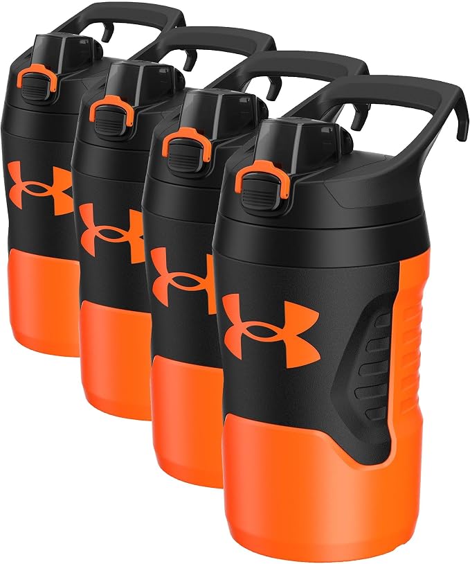 Under Armour 32 oz Insulated Water Bottles - Sports Jug with Handle, Fence Hook, Leak Resistant for Baseball, Football & More, 32 oz Water-Bottles, Sports Water Bottle Insulated (Pack of 4)
