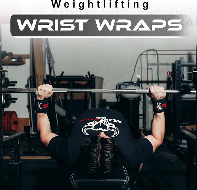 Wrist Wraps for Weightlifting - Adjustable Lifting Straps With Thumb Loop for Enhanced Gym Support, Powerlifting, Bodybuilding and Workout
