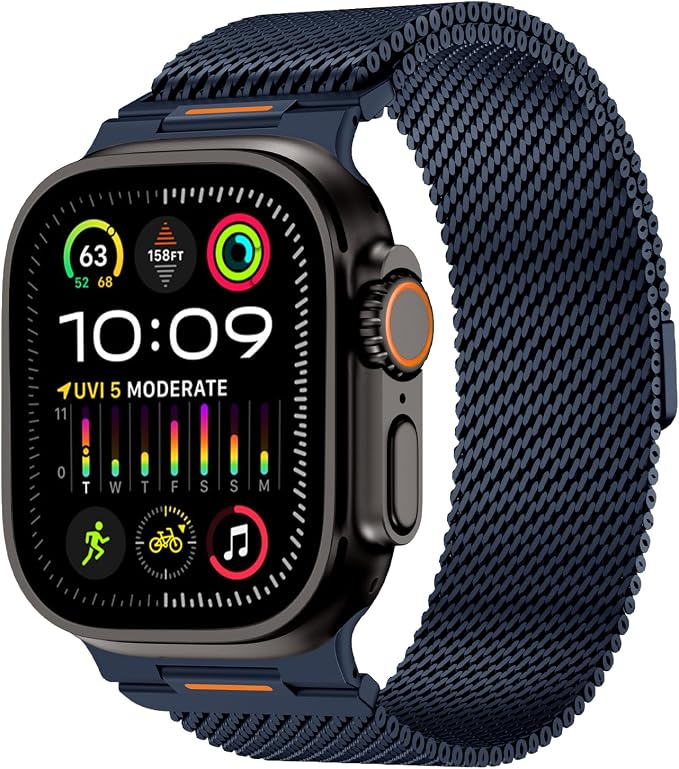 Bands Compatible with Apple Watch Ultra 3/2/1 Band 49/46/45/44mm | Milanese Loop Magnetic Stainless Steel Strap for iWatch Ultra SE 3/2/1 Series 11 10 9 8 7 6 5 4 3 2 1 Men, Dark Blue