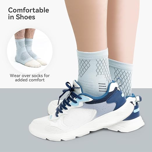 2 Pack Ankle Brace & Ankle Compression Sleeve for Women Men | Arch Support Socks, All-Day Wear, Achilles Tendonitis Brace for Plantar Fasciitis, Sprains, Foot Swelling Relief