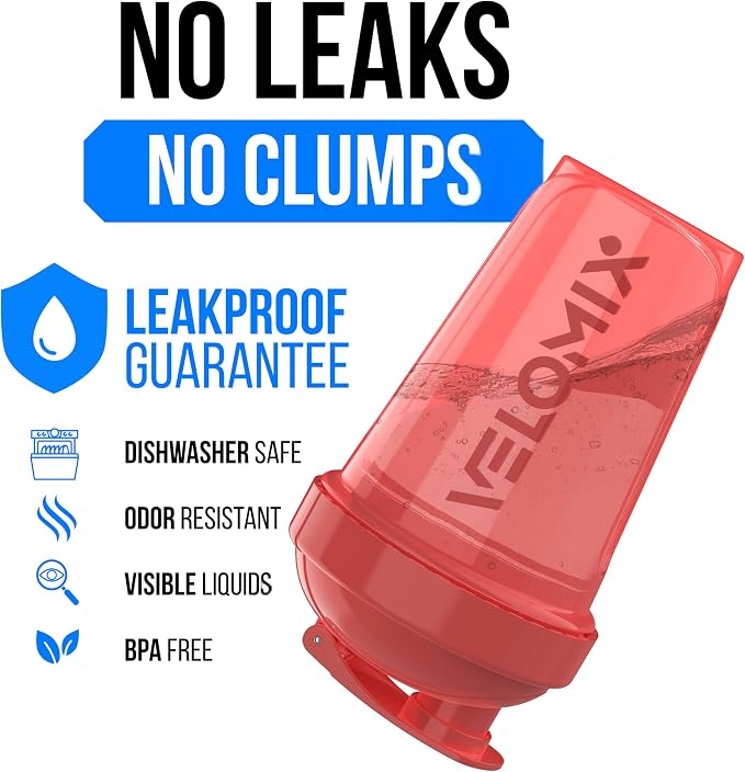 VELOMIX 2 Pack 20oz Protein Shaker Bottle for Protein Mixes, Blush Storm | 2x Wire Whisk, Leak Proof Shaker Cups for Protein Shakes, Stackable, Dishwasher Safe, BPA Free, Pre Workout and Fitness Ready