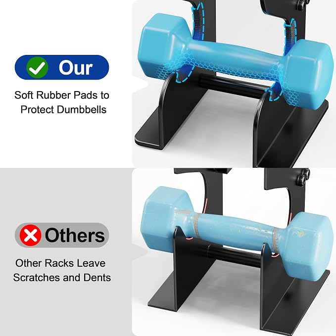 Dumbbell Rack Stand for Home Gym: Rack Only Holder for Dumbbells, Free Weights, 400LB Capacity Heavy-Duty Compact Storage Organizer
