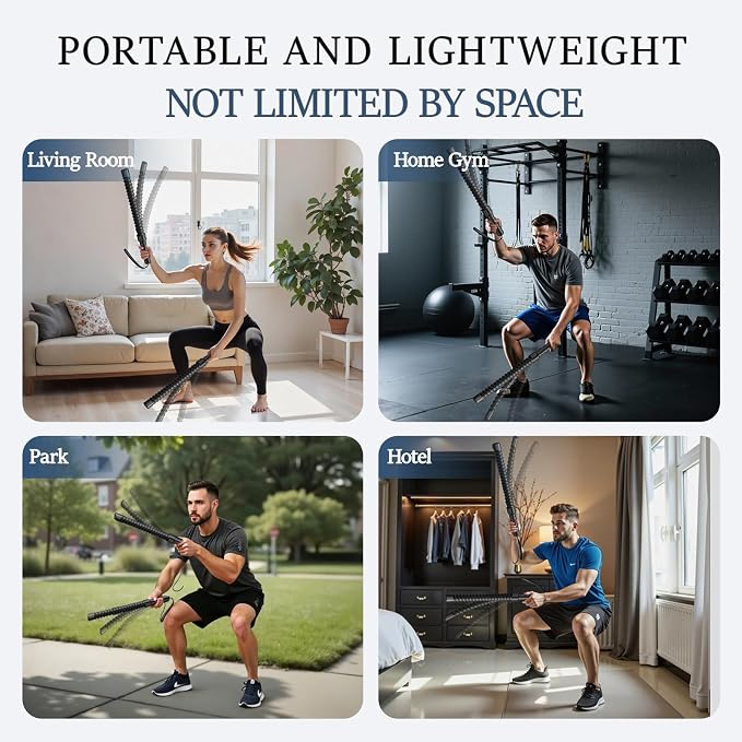 Ropeless Battle Ropes for Exercise Workout Rope, Portable Workout for Home Gym, Exercise Battle Ropes for HIIT Workouts, Low-Impact Cardio Training (2 Ropes with Bag)