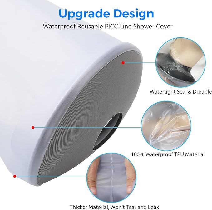 PICC Line Shower Cover Medium, PICC Line Covers for Upper Arm, Reusable | IV&PICC Line Sleeve, Waterproof Cast Covers for Shower Arm Protector for Chemotherapy Broken Elbow Bandage Dressing Wound