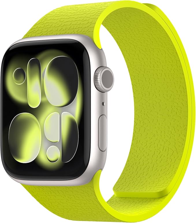 Magnetic Silicone Band Compatible with Apple Watch Band 42mm 41mm 40mm 38mm Series 11 10 9 8 7 6 5 4 3 & SE 3/2/1 Strong Magnetic Clasp, Waterproof & Adjustable (Fluorescent green)