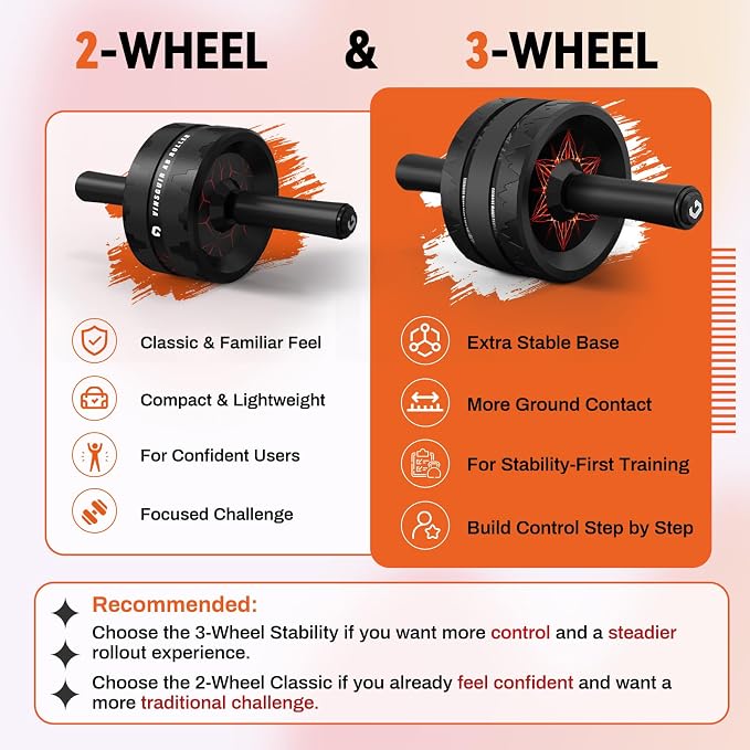 VINSGUIR Ab Roller Wheel, Abs & Core Workout Equipment for Home Gym with Knee Pad Accessories, Abdominal Wheel for Full-body Strength Training