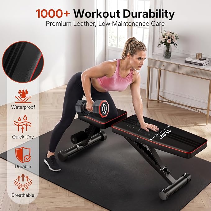 Multi-Function All in 1 Weight Bench Set - Multi-Positions Heavy Duty Weight Lifting Sit Up Bench Workout Benchs Folding Bench Press for Home Gym