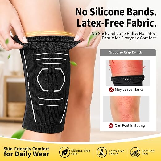 CAMBIVO 2 Pack Knee Brace for Women & Men, Compression Sleeves Knee Support | Lightweight Side Stabilizers| Latex free & silicone free | Knee pain relief for meniscus | Non-slip for running, hiking, gym