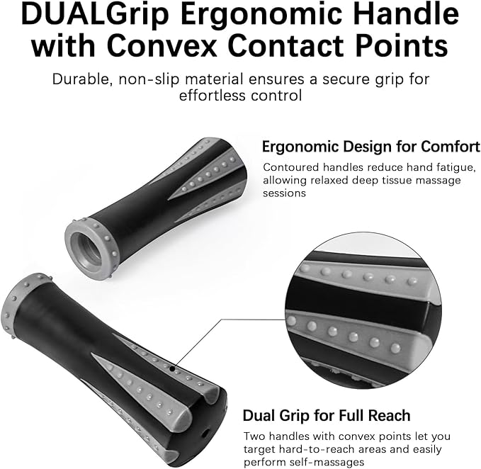 Muscle Roller Massage Roller Stick- Deep Tissue Fascia Blaster for Myofascial Pain Relief, Lymphatic Drainage & Body Sculpting, Handheld Physical Therapy & Recovery Tool (Gray Black-)