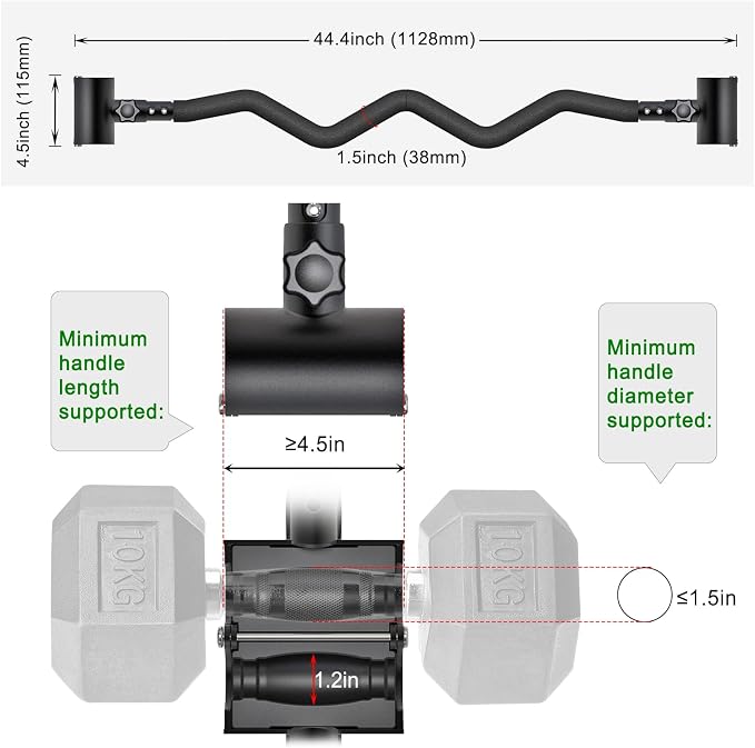 Kipika Adjustable Dumbbell to Barbell Converter - EZ Curling Bar Adapter - Versatile Weightlifting Equipment for Home Gym