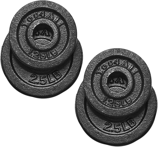 Yes4All Cast Iron Weight Plates, 1.15-Inch Standard Hole Weight Plate Set of 4 & 8, Fits Dumbbell Handles for Strength Training, Weightlifting & Home Gym Workouts