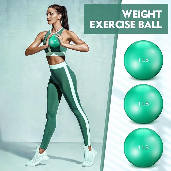Seenelling 4 Pcs Weighted Toning Balls for Exercise Weighted Exercise Soft Medicine Balls for Gym, Pilates, Yoga, Balance, Flexibility
