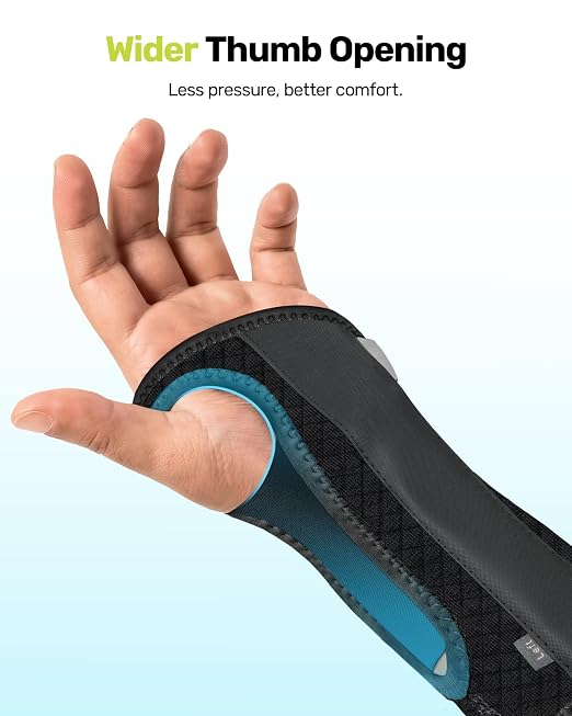 Rakiie Upgraded Carpal Tunnel Wrist Brace, Night Sleeping Support for Arthritis, Sprain & Tendonitis Pain Relief, Flexible 3-Bar Support, Breathable Hand Splint for Typing, Work & Housework, Fit for Men & Women(Gray, Large, Left Hand)