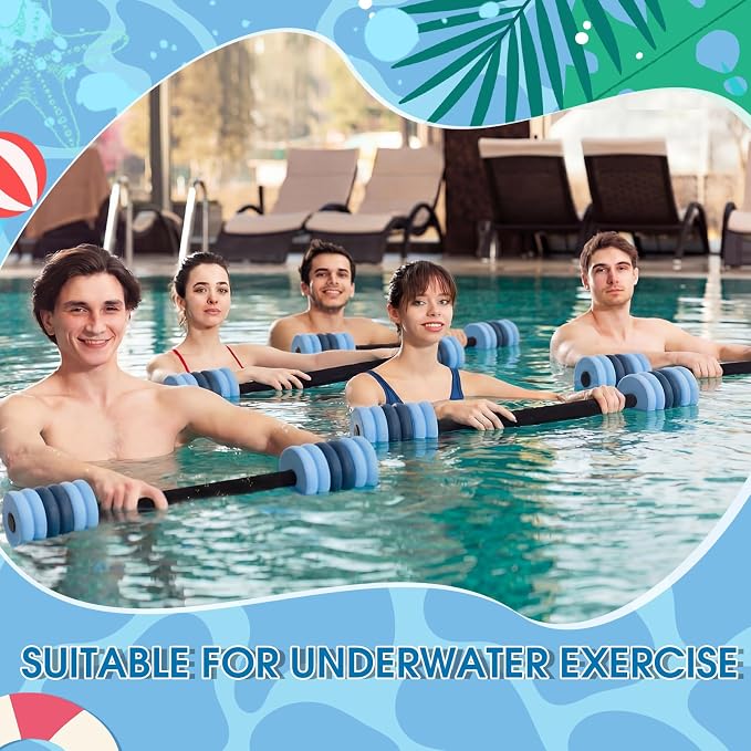 Soulchen Long Aquatic Exercise Dumbbells Pool Exercise Foam Water Weights Dumbbell Aquatic Pool Barbells with High Density EVA Foam for Swim Water Aerobics Workouts Loss