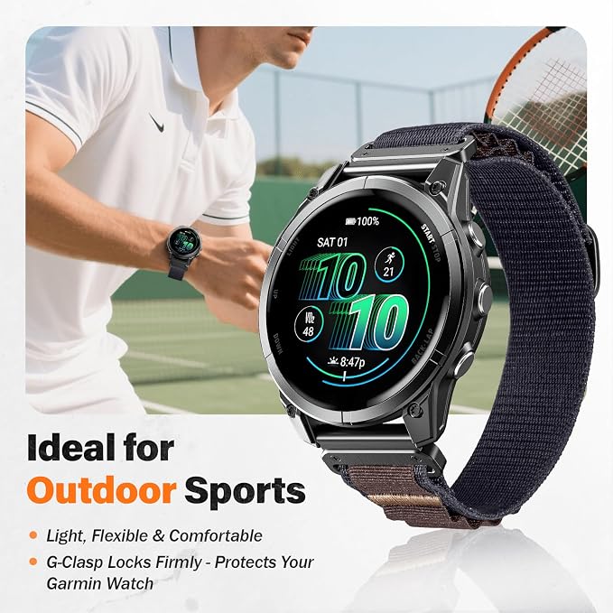 Alpine Loop Nylon Watch Band Compatible with Garmin Fenix 5X / 6X / 7X / 8 51mm, Quickfit 26mm Rugged Watch Bands for Garmin Fenix 8 Pro 51mm / 7X Pro / 6X Pro / 5X Plus, for Fenix 3, Tactix Delta