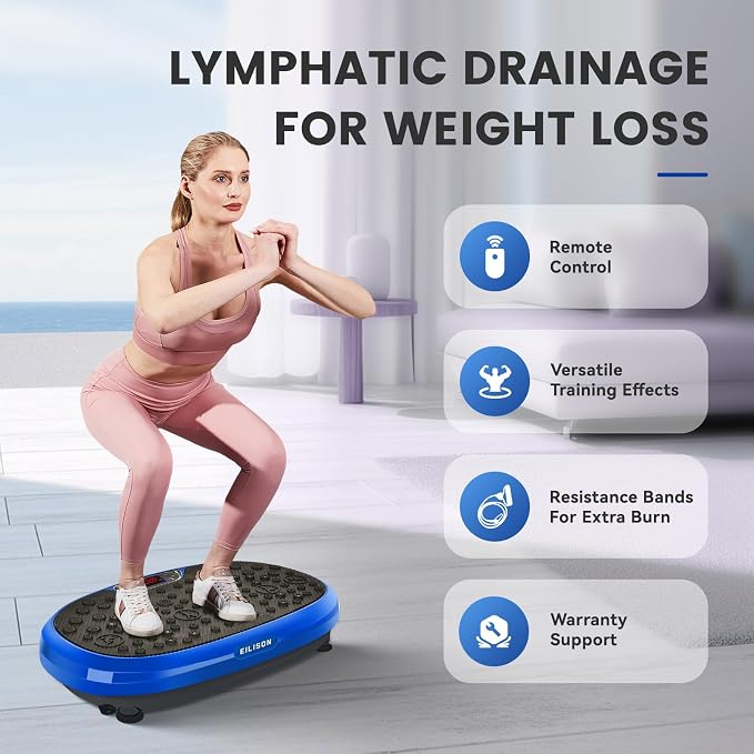 FitMaxx 3D XL Vibration Plate Exercise Machine - Whole Body Workout Vibration Platform w/Loop Bands - Lymphatic Drainage Machine for Weight Loss, Shaping, Recovery