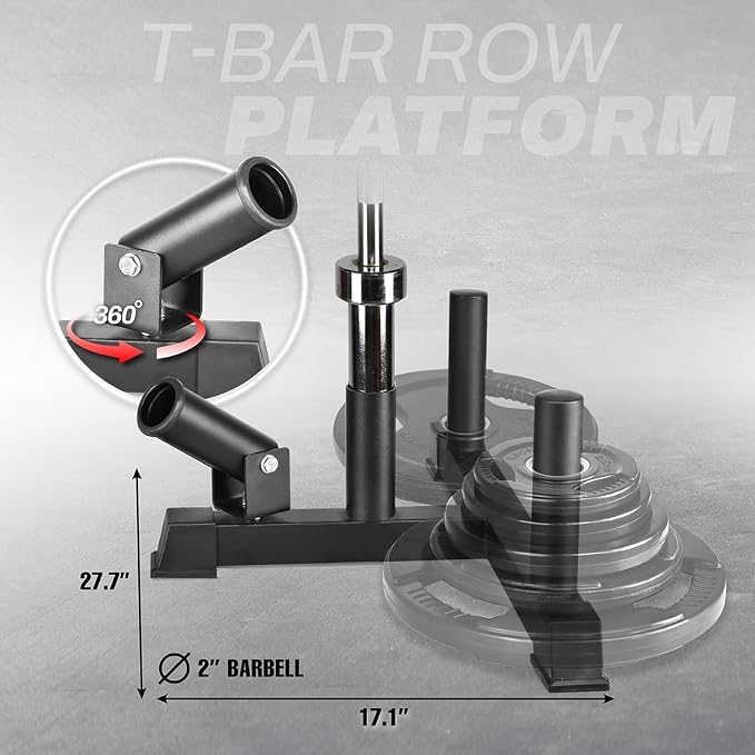 Yes4All Exercise Machine Adjustable T Bar Row Attachment, D Row Handle/Landmine Handle Attachment with Textured Rubber Handles