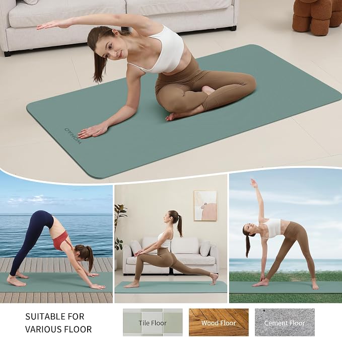 Extra Wide & Thick 8mm Yoga Mat, 72"x31.5" | Large Non Slip Exercise Mat, Premium POE Material, Superior Cushioning & Stability, With Strap for Home Gym, Pilates