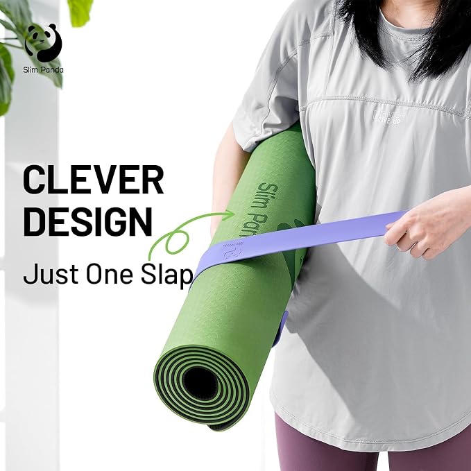 Yoga Mat Strap Slap Band, One Snap Keeps Mats Tightly Rolled, Heavy-Duty Clasp Fits Most Size Mats(24" L X 2" W)