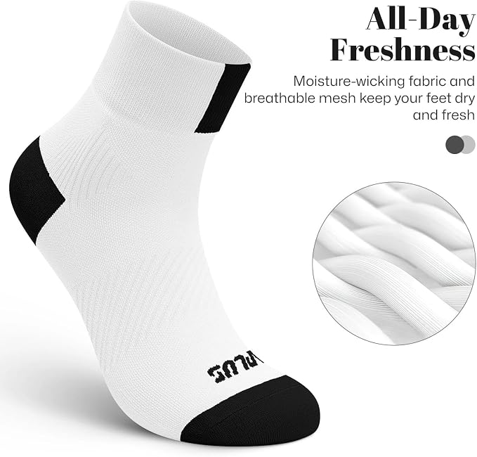Ankle Compression Socks for Women 6 Pairs, Running Socks with Arch Support | Moisture Wicking Cushioned Plantar Fasciitis Socks for Walking, Jogging, Climbing, Tennis, Golf, Fitness and Everyday Use