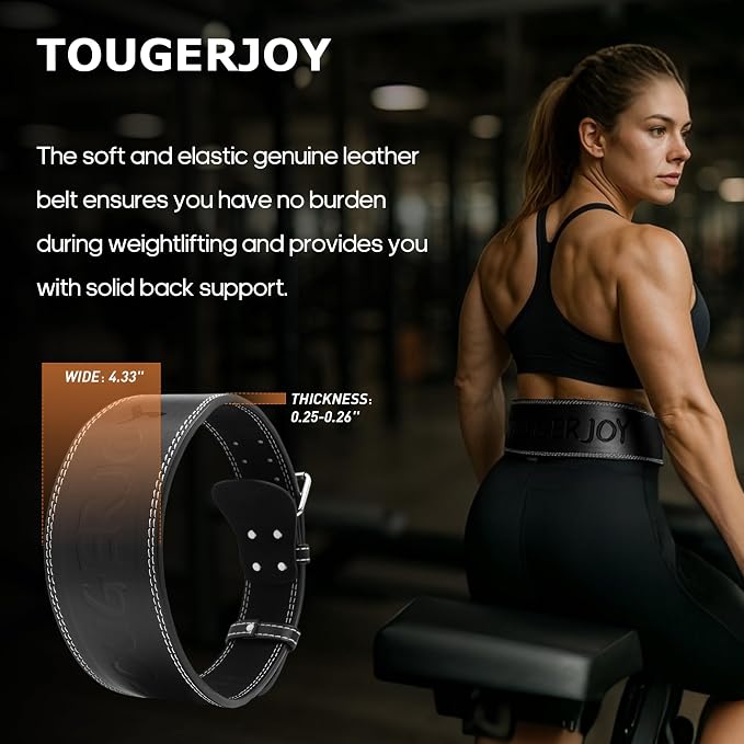 Women's Weight Lifting Belt 4 Inch Wide, Gym Powerlifting Belt for Women with Padded Lumbar Support, Adjustable Fitness Belt for Deadlift, Squats, Cross Training & Workout