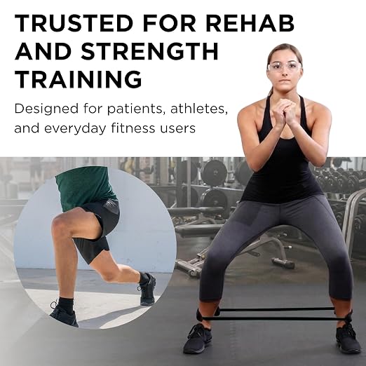 THERABAND Resistance Tubes, Professional Latex Elastic Tubing For Physical Therapy, Lower Pilates, At-Home Workouts, & Rehab, 12 Inch, Padded Cuffs, Black, Special Heavy, Advanced Level 1 | Professional TheraBand elastic resistance for exercise, physic...