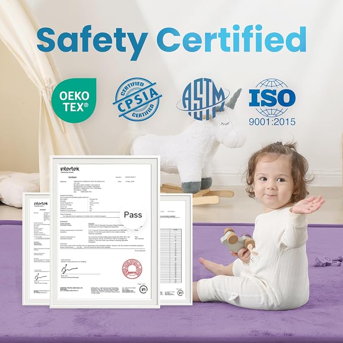 1.3" Thick Baby Play Mat for Floor,79x79 Large Memory Foam Tummy Time Mat | Soft Coral Velvet Nursery Rug, Non Slip for Crawling,Toddlers,Infants,Kids,Yoga & Tatami Style for Living Room