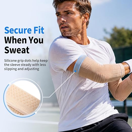 CAMBIVO 2 Pack Tennis Elbow Compression Sleeve, Lightweight Summer Brace | Anti-Slip, Breathable, Quick-Dry Tennis Elbow Brace for Gym, Golf, Basketball, Office and Daily Wear, for Men & Women