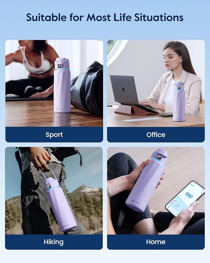 WaterH BOOST Smart Water Bottle Tracker with Reminder to Drink Water, 32oz | Double Wall Vacuum Insulated Stainless Steel, BPA-Free, Leakproof, Smart App Tracking, Travel-Friendly Wide Mouth for Office