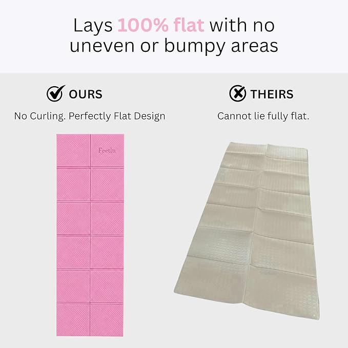Foldable Yoga Mat, 6mm Thick, 72L x 24W Inch, Lightweight, Anti-Slip, and Easy to Store – Perfect for Travel, Yoga, Pilates, Home Workouts, and Floor Exercises