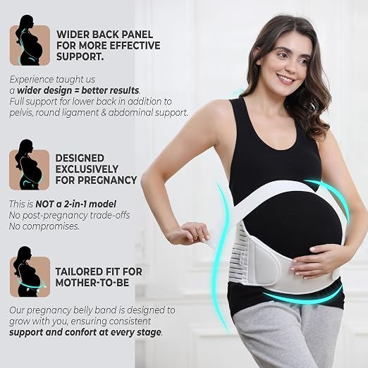 NeoTech Care Pregnancy Belly Band, Maternity Belt, for Pregnancy Belly Support, Back/Pelvic Support (Size S, Ivory Color)