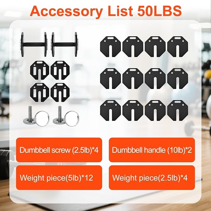 Adjustable Dumbbell Sets, Each 50/80/90/120LB Pairs Durable Steel Build, Free Weights Dumbbells Set of 2 with Anti-slip Handle, For Full Body Home Gym Workout Home Strength Training Equipment 50/80/90/120LBSX2