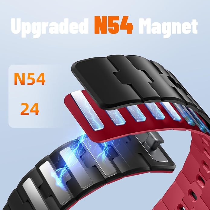 Bandletic Magnetic Silicone Watchband Compatible with All Apple Watch | Strong Magnet Sport Strap for iWatch Ultra 49mm Series 11-1 SE 46mm 45mm 44mm 42mm 41mm 40mm 38mm, Ideal for Men Women