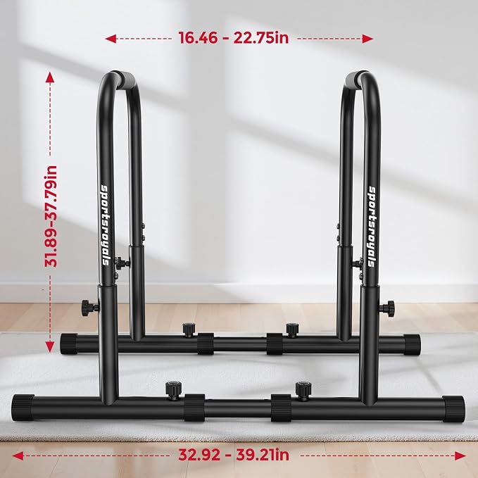Sportsroyals Adjustable Dip Bar Station, Heavy Duty Parallette & Parallel Bars, 400LBS Stable Dip Stands for Home Gym, Calisthenics & Upper Body Workout Equipment